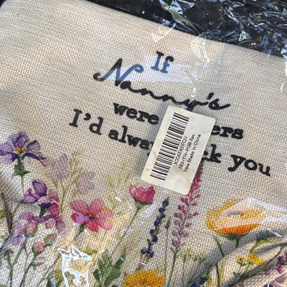 Floral Canvas Pouch with Heartfelt Message for Nanny